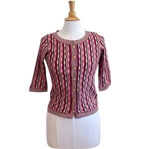 Sigrid Olsen Silk Blend Lady Jacket Cardigan Sweater, Gold Buttons,  XS